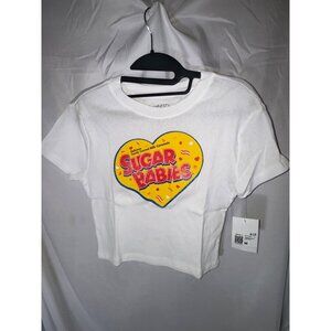 Sugar Babies Kids Logo T-Shirt, White, Size M, NWT